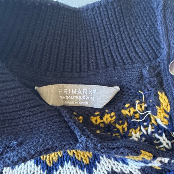 Navy and yellow  Patterned Sweater - Picture 3 of 4